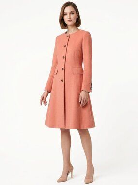 J CREW Collection Wool Alpaca Coat Classic Preppy size 2 Peach A-line Peplum